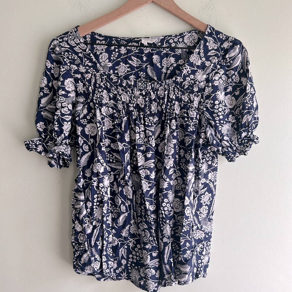 Lucky Brand Smocked Ruffle Sleeve Top